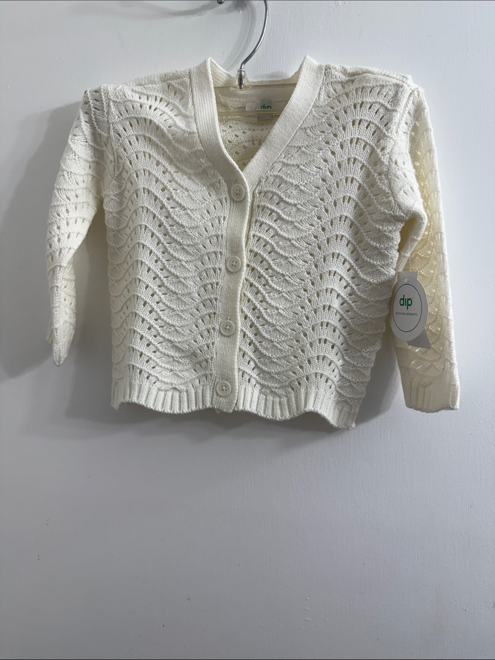 dip Cream Openwork Knit Cardigan for Kids